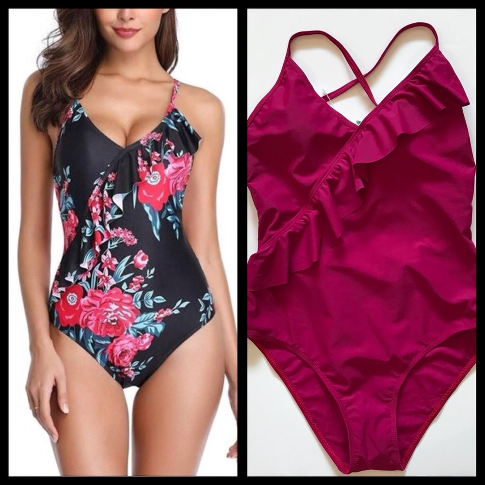 NWT EoMENIE One Piece Ruffled Swimsuit